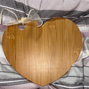 Heart-Shaped Bamboo Cutting Board with Ribbon